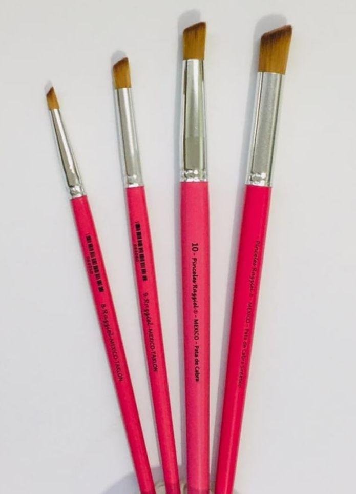 JUEGO DE PINCELES PATA DE CABRA RAZZIEL MANGO ROSA