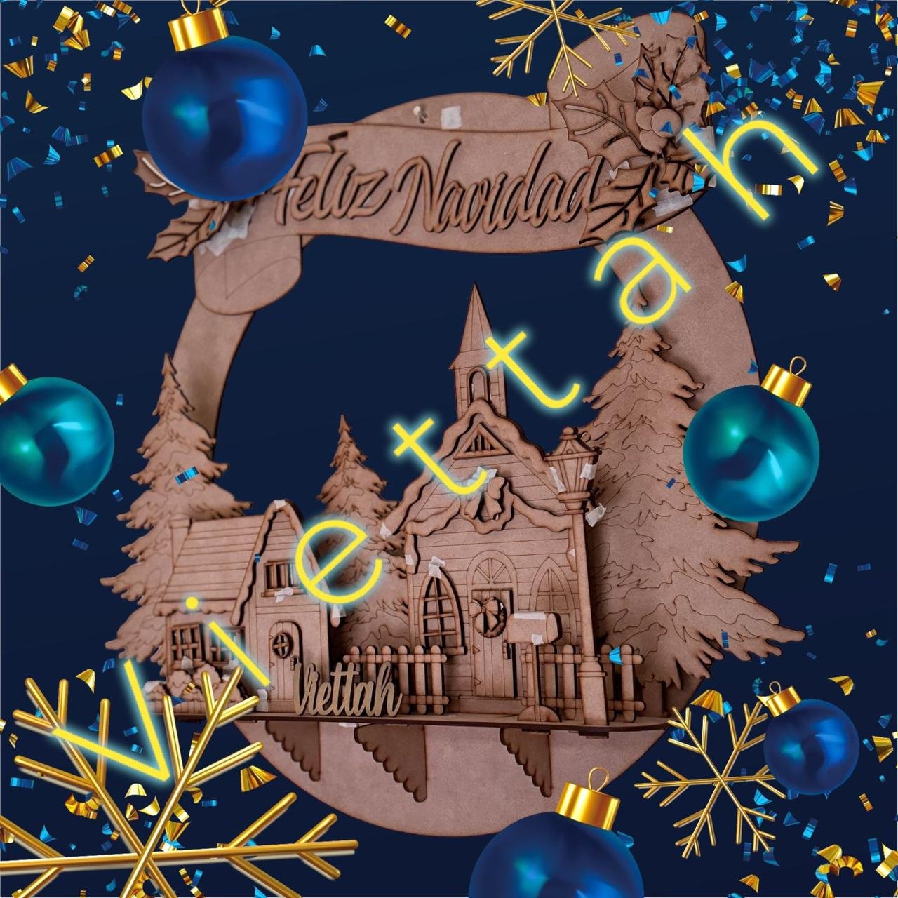 CORONA 3D NAVIDAD VILLAS